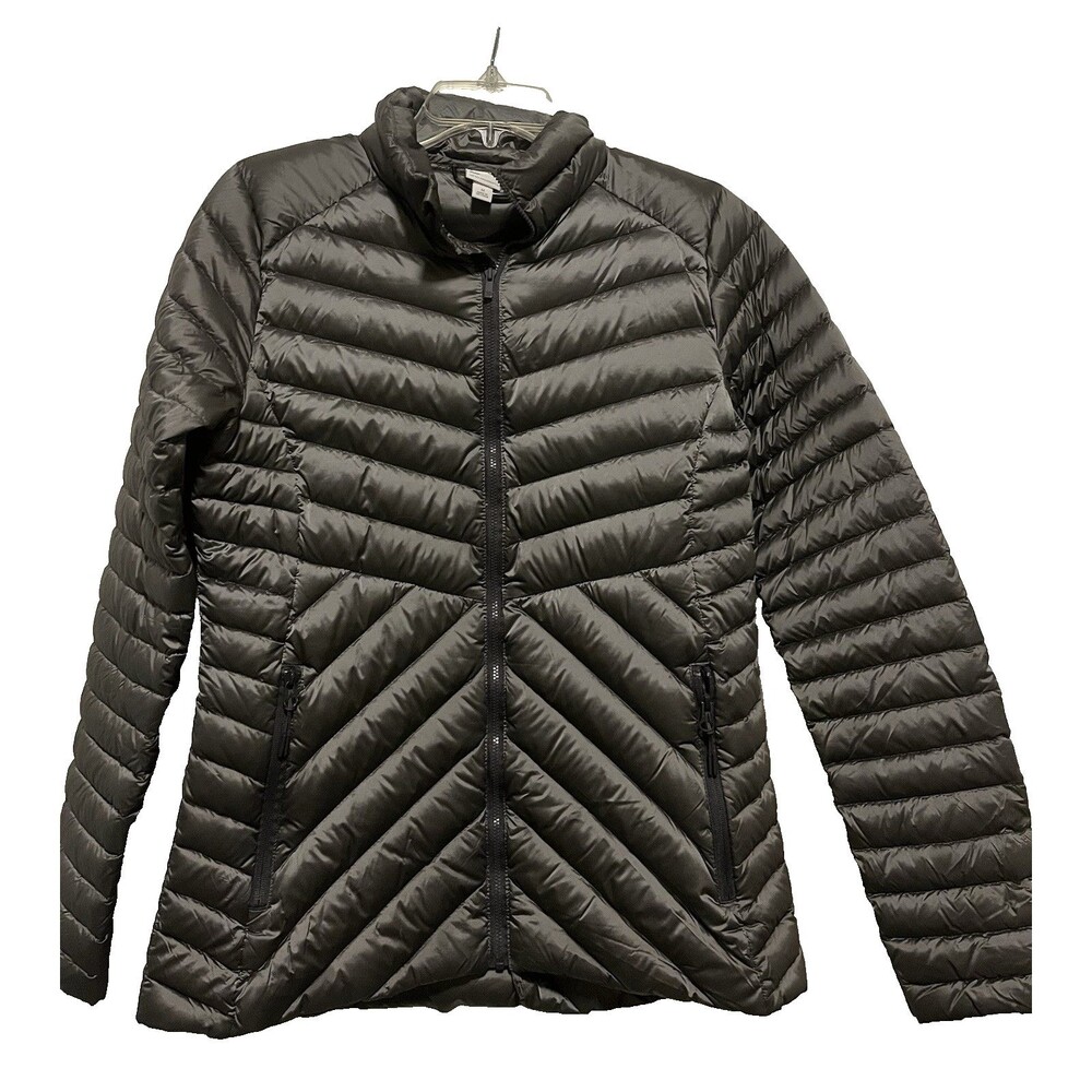 All In Motion Women’s Packable Down Zip  Jacket Medium Taupe Pockets